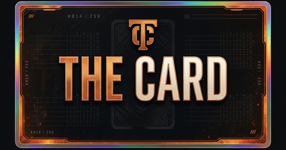 The Card logo concept presented inside a premium sports player card template